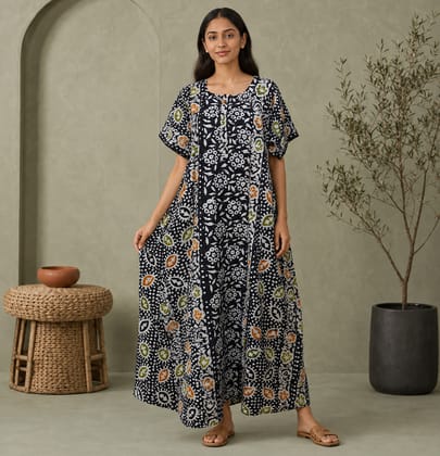 Handcrafted Batik Print Cotton Gown