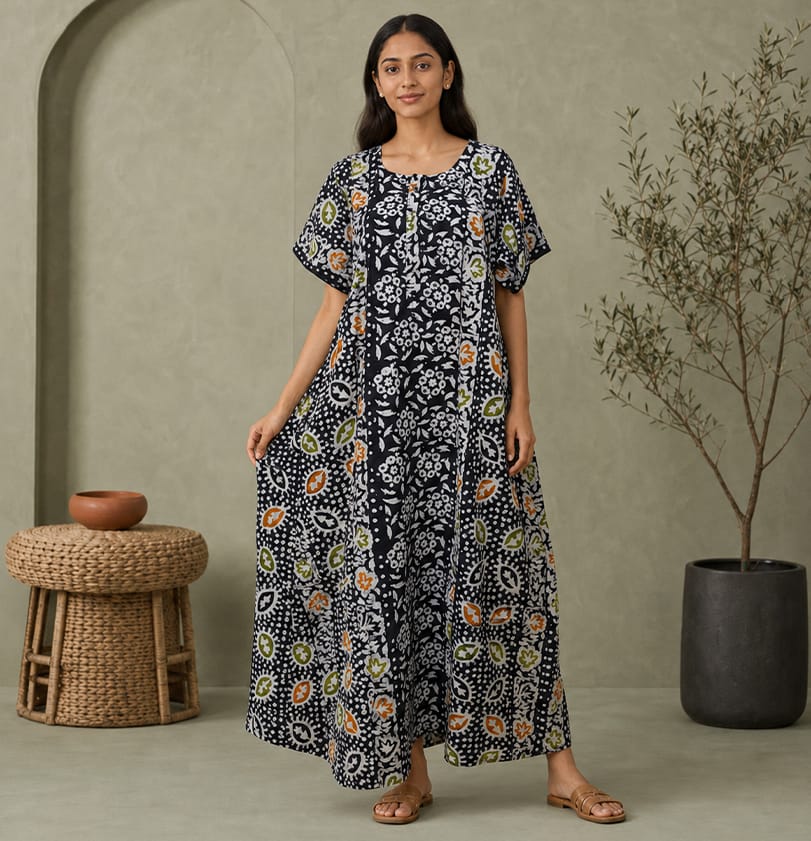 Handcrafted Batik Print Cotton Gown