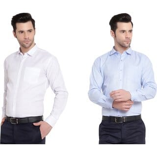 Baleshwar Men White Solid Slim Fit Formal Shirt (Pack of 2)
