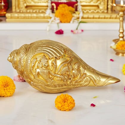 Brass Showpiece Shankh Statue, Height : 4 Inch (BSMAS579 A)