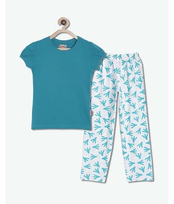 Sini Mini Pack of 1 Girls Cotton Top With Pants ( Blue )