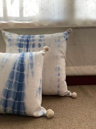 KRI India Ombré Indigo Cushion Cover | Indigo Blue & White | 12x12” | Wash & Care | 100% Cotton | Handcrafted in India. 100% organic & natural.