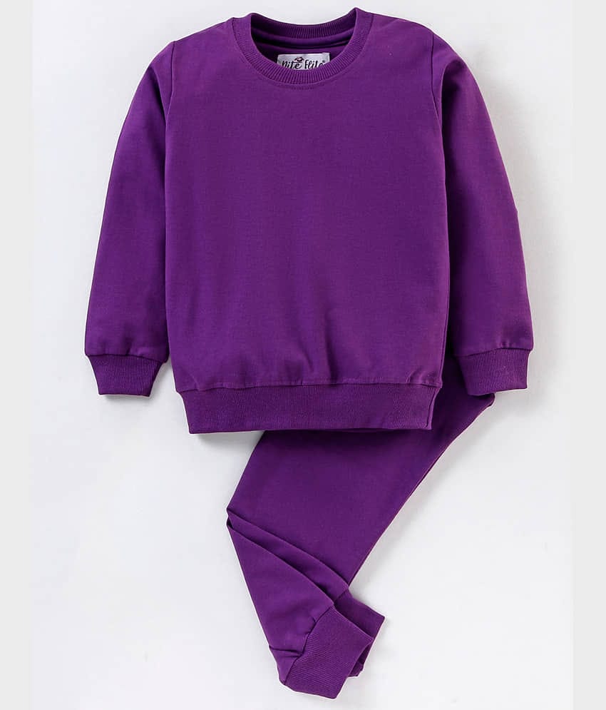 Nite Flite Pack of 1 Girls Cotton Nightsuit Set ( Purple )