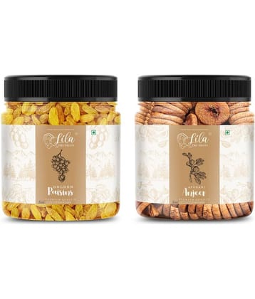 Lila Dry Fruits Figs (100gm) & Golden Raisins(100gm) Combo | Anjeer Kishmish Combo