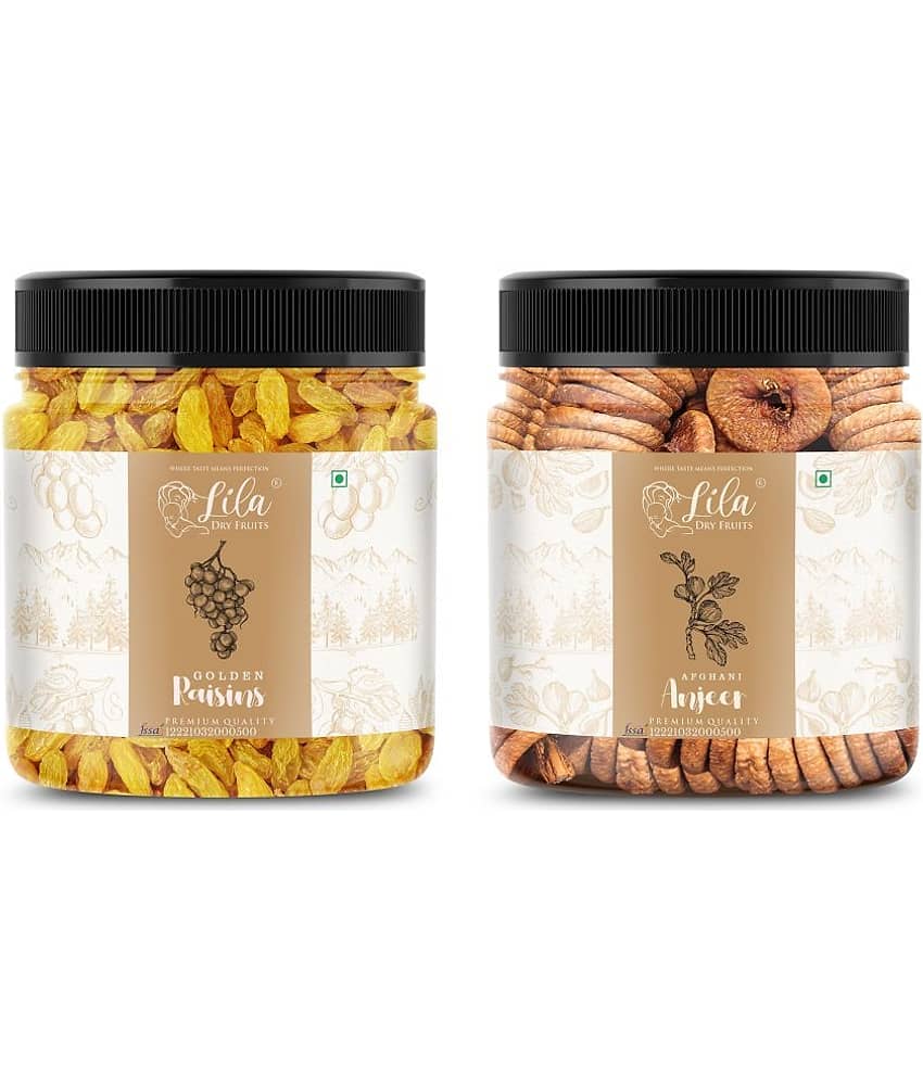 Lila Dry Fruits Figs (100gm) & Golden Raisins(100gm) Combo | Anjeer Kishmish Combo