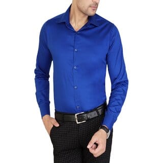 Baleshwar Men Blue Solid Casual Shirt (Pack of 1 )