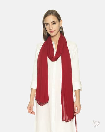 Matching Shawl - Mehandi Maroon-Mehandi Maroon