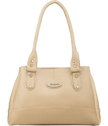 Fostelo Beige Faux Leather Shoulder Bag