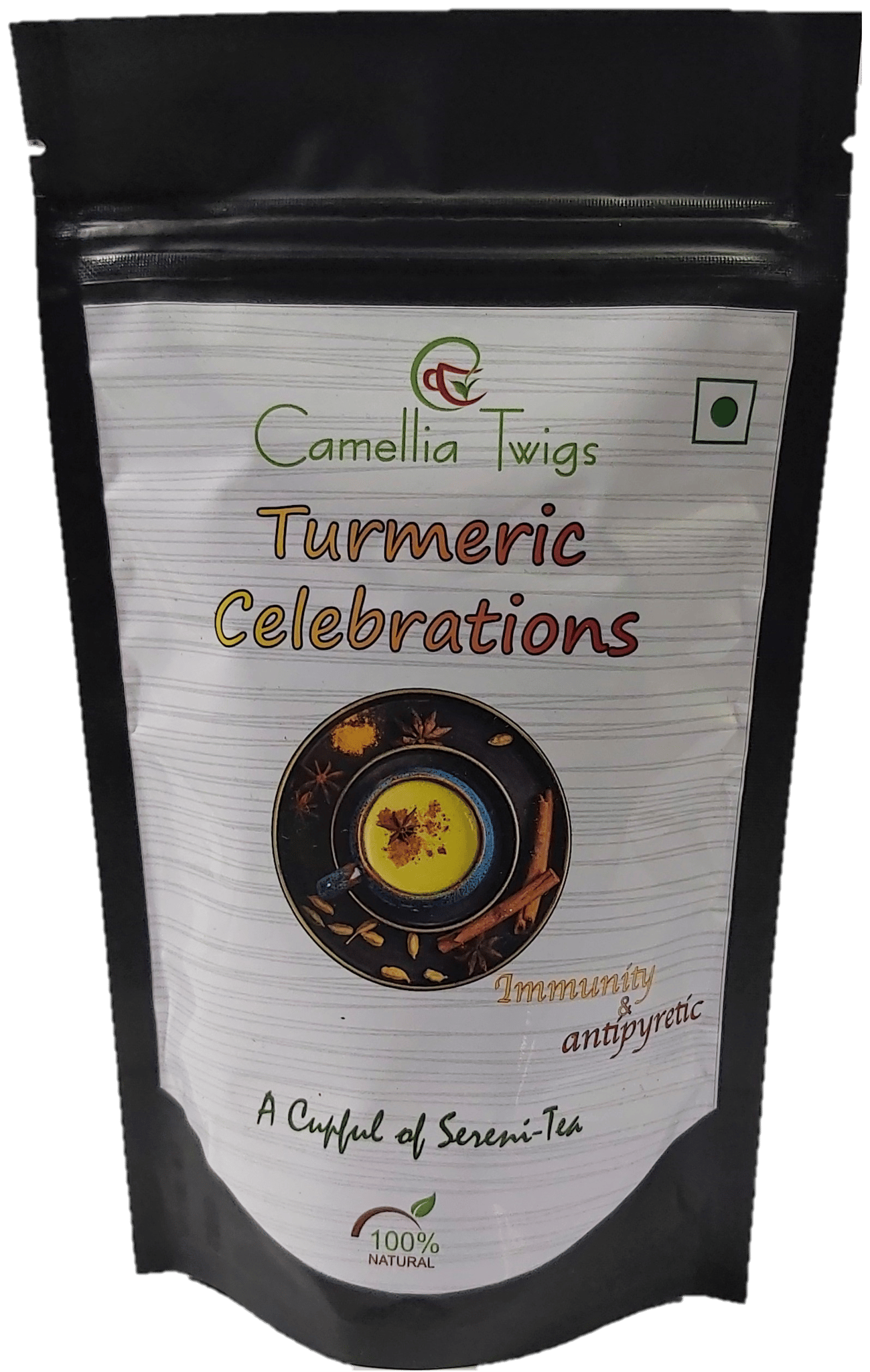 Camellia Twigs Turmeric Moringa Golden Elixir Tea  A Nourishing Ayurvedic Wellness Blend | 100g Pack of 2