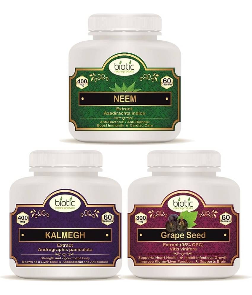 Biotic Grape Seed, Neem Extract & Andrographis paniculata Capsule 180 no.s