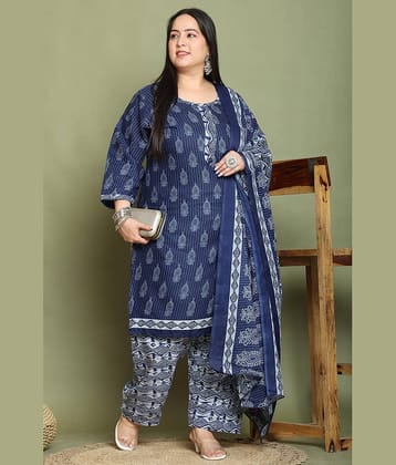 Rajnandini Cotton Blend Printed Kurti With Palazzo Women's Stitched Salwar Suit - Multicolor ( Pack of 1 )