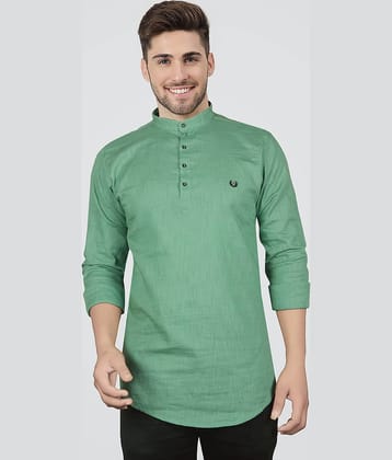 JB JUST BLACK Green Linen Men's Shirt Style Kurta ( Pack of 1 )