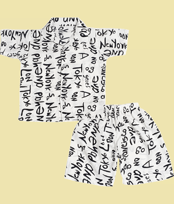 harshvardhanmart.com Pack of 1 Boys Cotton Blend Shirt & Shorts Set ( White )