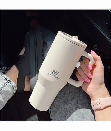 LAZYWINDOW Off White Thermosteel Flask ( 1200 ml )