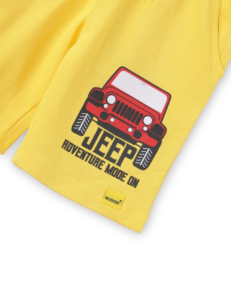 Premium Kids Boys Shorts Cotton French Terry Dandelion Yellow Adventure Jeep 2025 at ShopCircuit