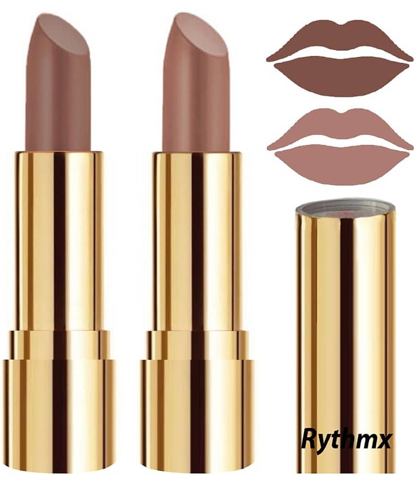 Rythmx Brown,Nude Matte Creme Lipstick Long Stay on Lips Multi Pack of 2 8 g
