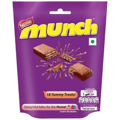 Nestle Munch Chocolate Coated Wafer Bar - Crunchy, 8.9 gm Each - 18 Pcs