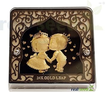 REAL SEED Gold Foil Kissing Couple Acrylic Tabletop Frame in Premium Gift Box | Frame Size - 9.5 x 7 x 3 CMS