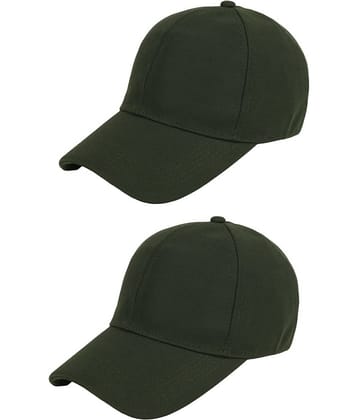 Zacharias - Green Cotton Blend Men's Cap ( Pack of 2 )