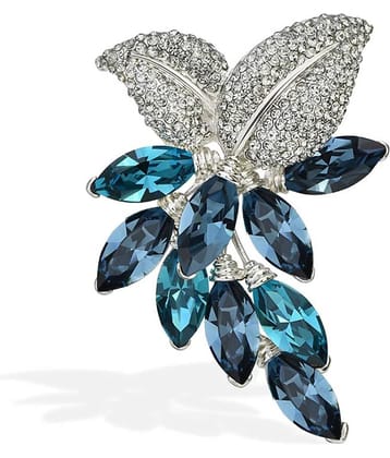 YouBella Jewellery Gracias Collection Crystal Saree Pin/Brooch for Women/Girls (Blue)