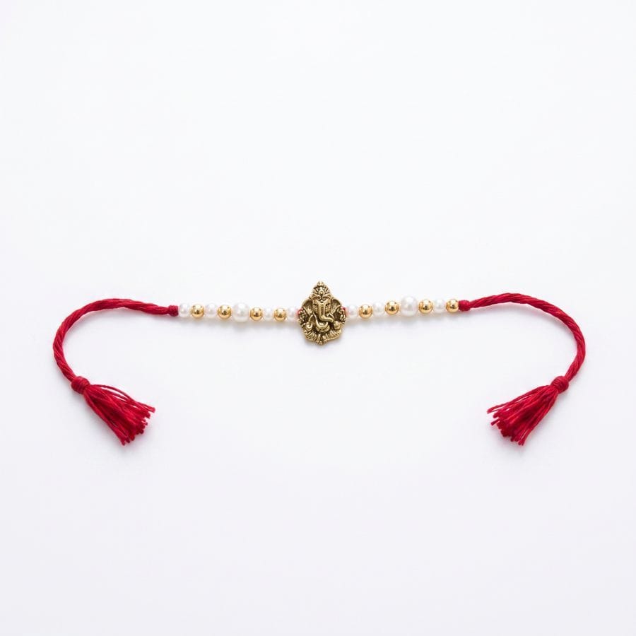 Designer Ganesh Motif Rakhi with Beads