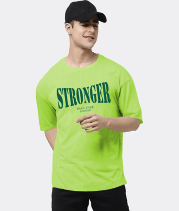 Leotude Pack of 1 Cotton Blend Oversized Fit Men's T-Shirt ( Green )
