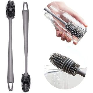 (Pack of 50) Bottle Cleaning Brush Set for Flasks, Sports Bottles, Vases & Glassware  Grey