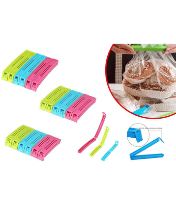 Varkaus -Different Size Plastic Food Snack Bag Pouch Clip Sealer Large,Medium,Small for Kitchen - 18 Pcs