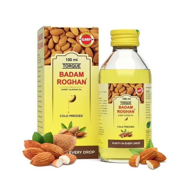 Torque Badam Roghan Oil | 100% Pure, Cold Pressed & Sweet Almond Oil | For Glowing Skin & Hair Growth-100ml