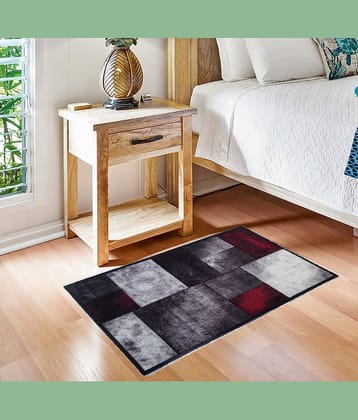 ADIRNY - Anti-skid Polycotton Door Mat ( 59 X 39 cm ) Single - Black