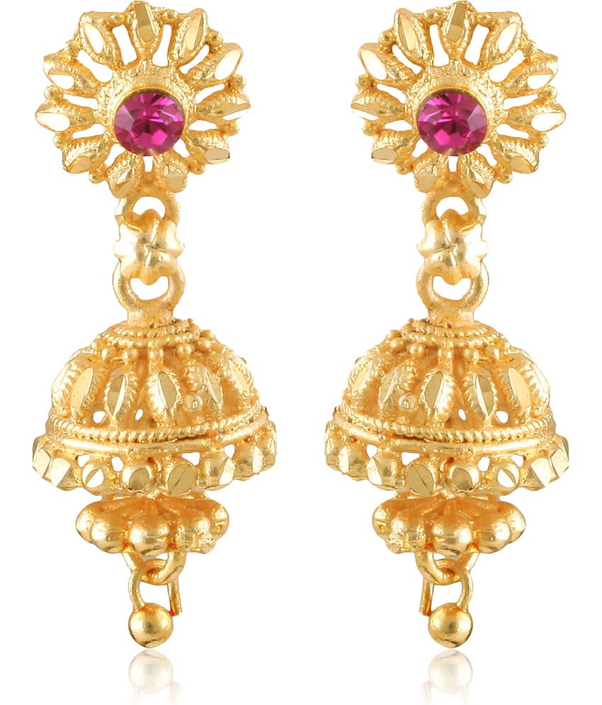 Vighnaharta - Golden Jhumki Earrings ( Pack of 1 )