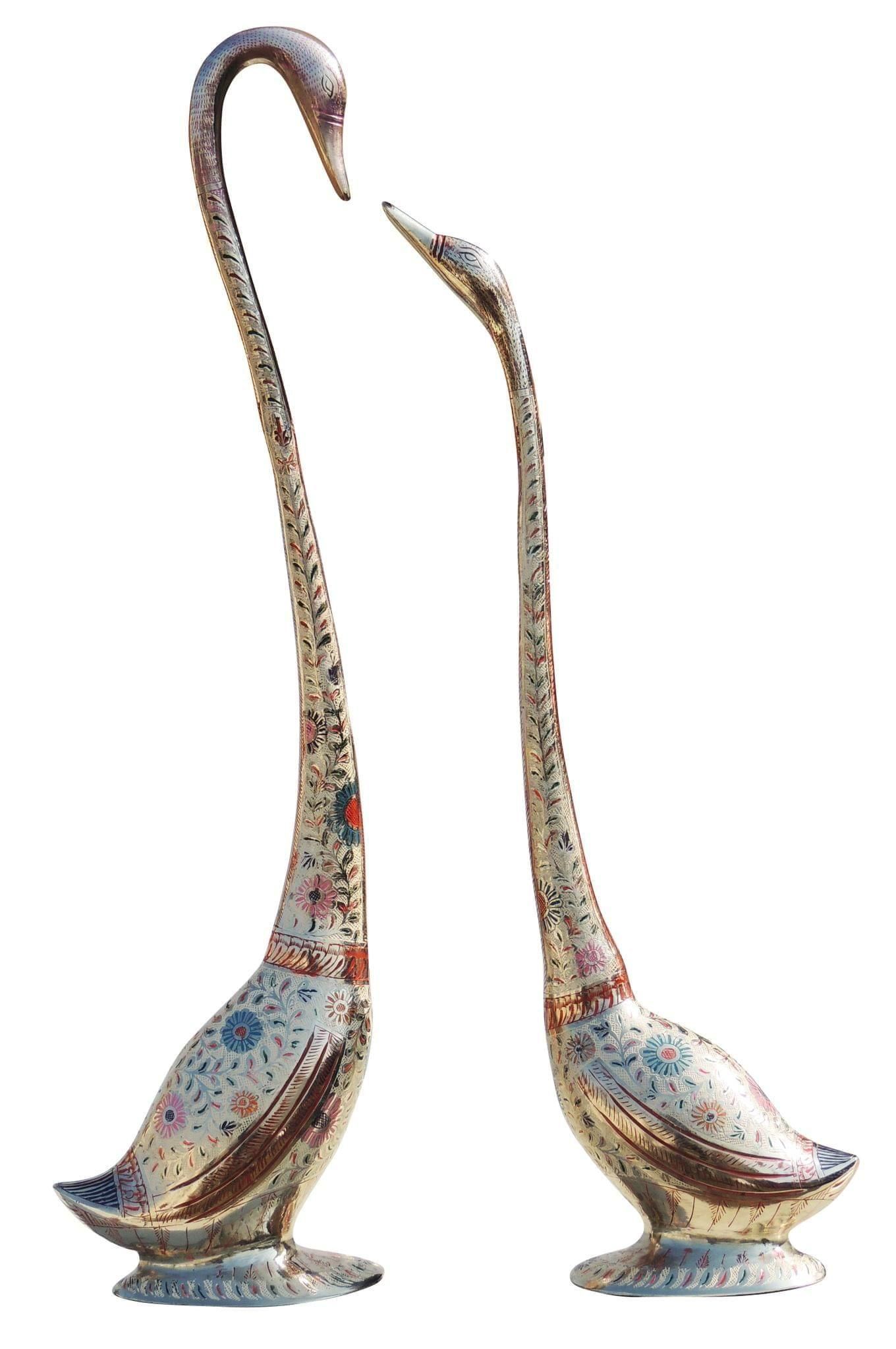 Brass Showpiece Duck Pair Statue - 8.3*4*32 Inch (AN219 D)