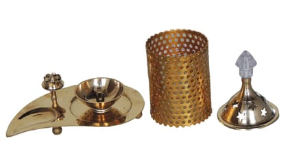Brass Table Decor Oil Lamp, Deepak - 5*3*4.5 Inch (Z543 A)