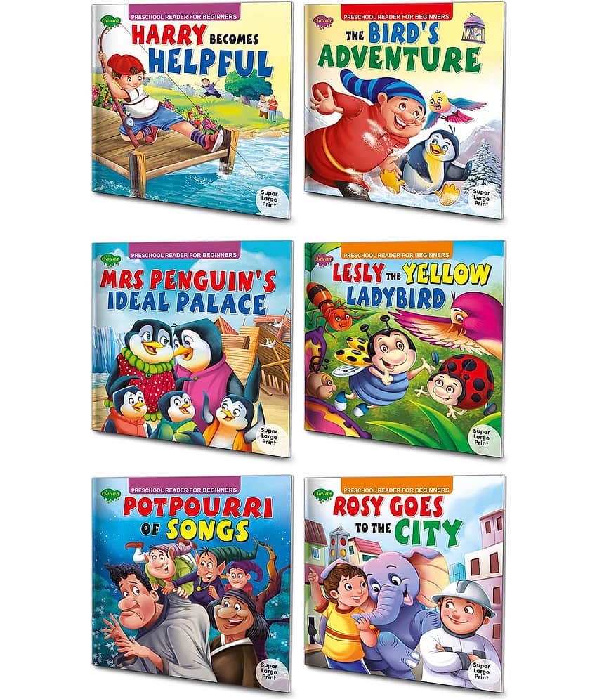 Story Books For Beginners Pack of 6 Books| Early Reader Series in Large Font (v1)