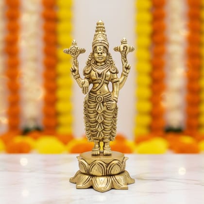 Handmade Brass Tirupati Balaji God Idol | Mandir Decor Statue, Height : 10 Inch (BSMAS1770 D)