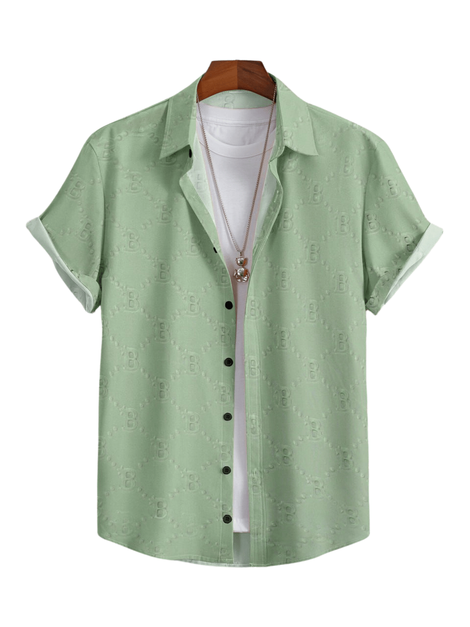 Elegance of the Shining Green Casual Lycra Men's Shirt by GlamaStitch-M