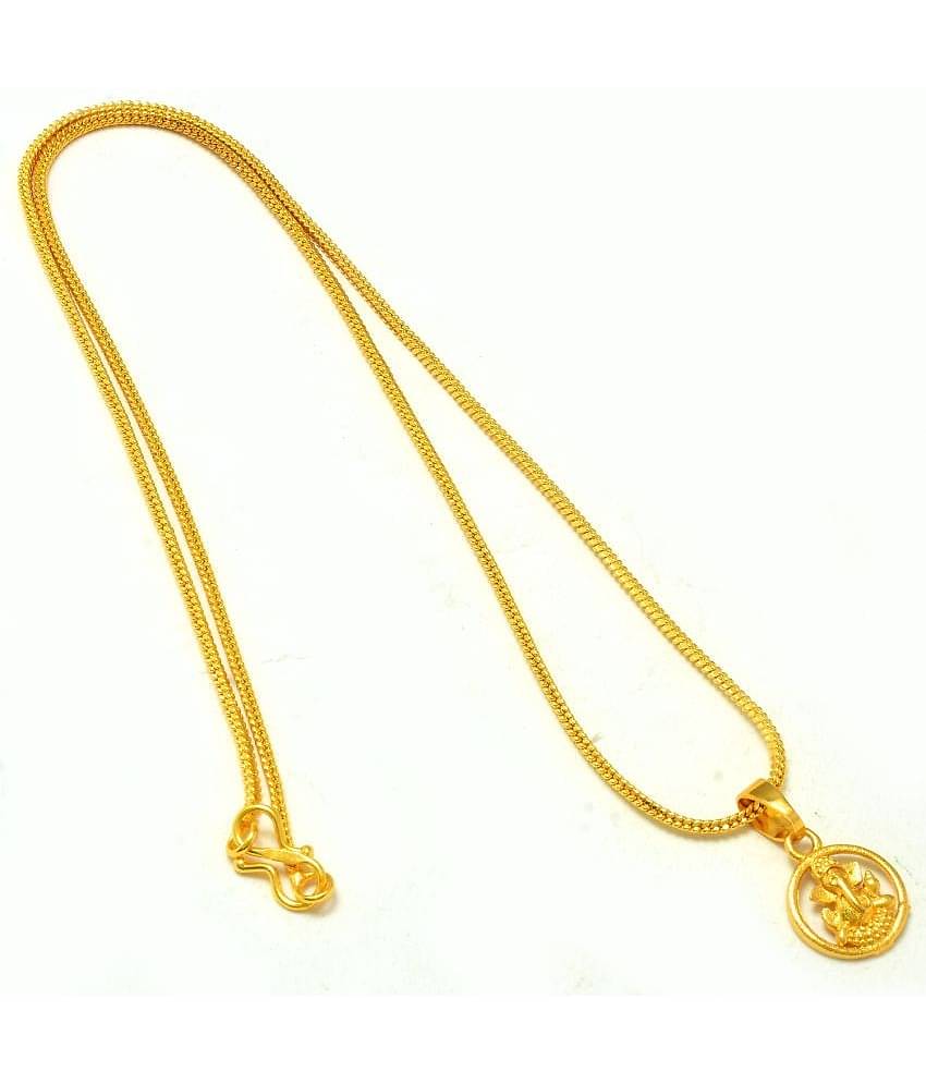 Jewar Mandi Lord Ganesh Ji Gold Plated Locket/Pendant Chain With Circle Locket Daily use for Men, Women & Girls, Boys