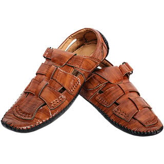 Jenja Comfortable Leatherite Men'S Sandals Js1Vo (Brown) Jenja Comfortable Leatherite Men'S Sandals Js1Vo (Brown)