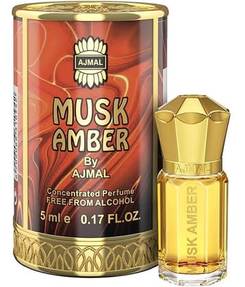 Ajmal MUSK AMBER Attar Woody & Spicy Fragrance NonAlcoholic LongLasting Attar For Men 5ML Pack of 1
