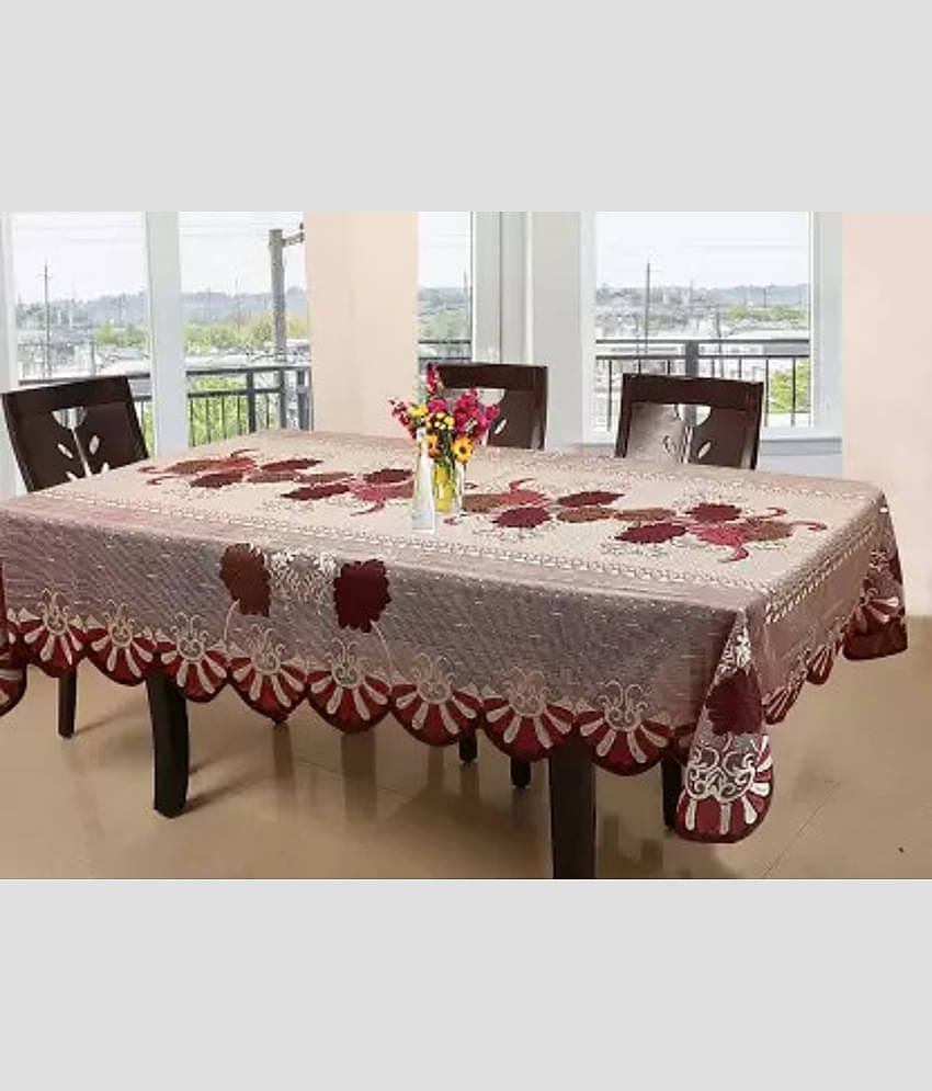 CASA FURNISHING Self Design Polyester 6 Seater Rectangle Table Cover ( 228 x 152 ) cm Pack of 1 Maroon