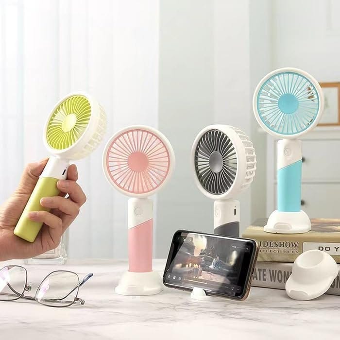 Denzcart Portable Electric Fan, 9x4x20cm, Foldable with Built-in Light, Rechargeable 400mah Battery, 1 Speed, Handheld & Wearable Design, Includes Holder, Available in 4 Colors
