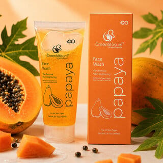 Greenblosum Papaya Face Wash (100m)l | Tan Removal & Skin Brightening Gentle Cleanser for Radiant Skin