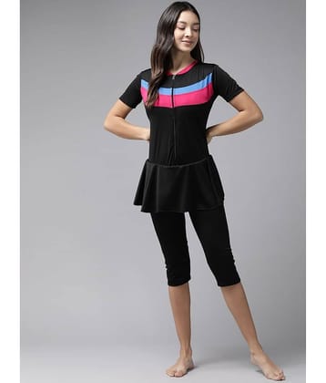 Aarika Nylon Pink One Piece Swimsuit with Skirt - Single