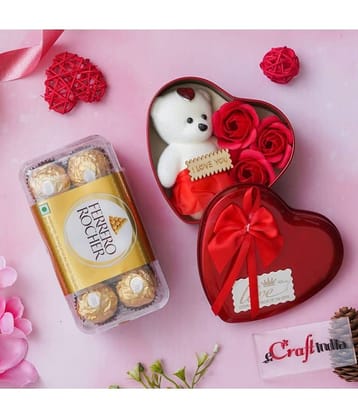 eCraftIndia Heart Shaped Valentine's Day Gift Box & Ferrero Rocher Chocolates-400gm