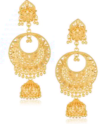 VIVASTRI Golden Jhumki Earrings ( Pack of 1 )