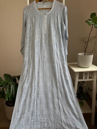 Viscose Kurti with Pearl  Work - Grey-Grey / Viscose / L