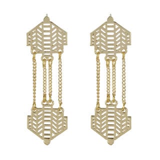 Brass Filigree Double Penta Drop Earrings for Girls Brass Material Earrings for Women's Fashion Jewellery for Festival