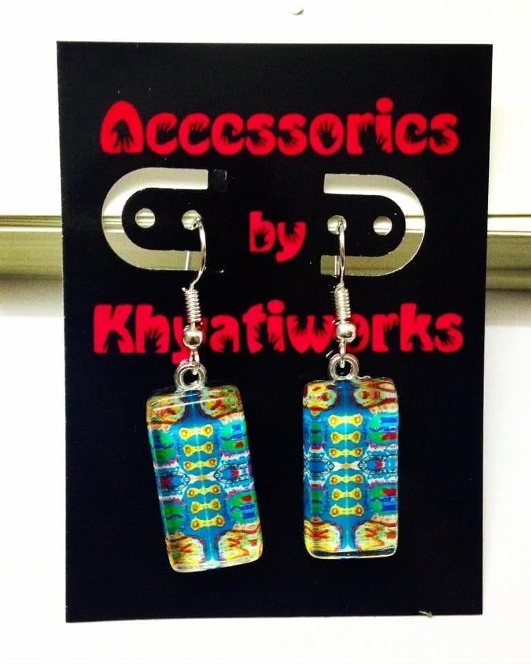 Shoe Lace Rectangle Earrings