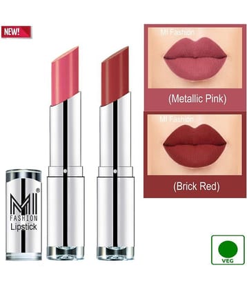 MI FASHION 100% Veg Soft Matte Long Stay Lipstick Combo Pink,Red Multi Pack of 2 7 g