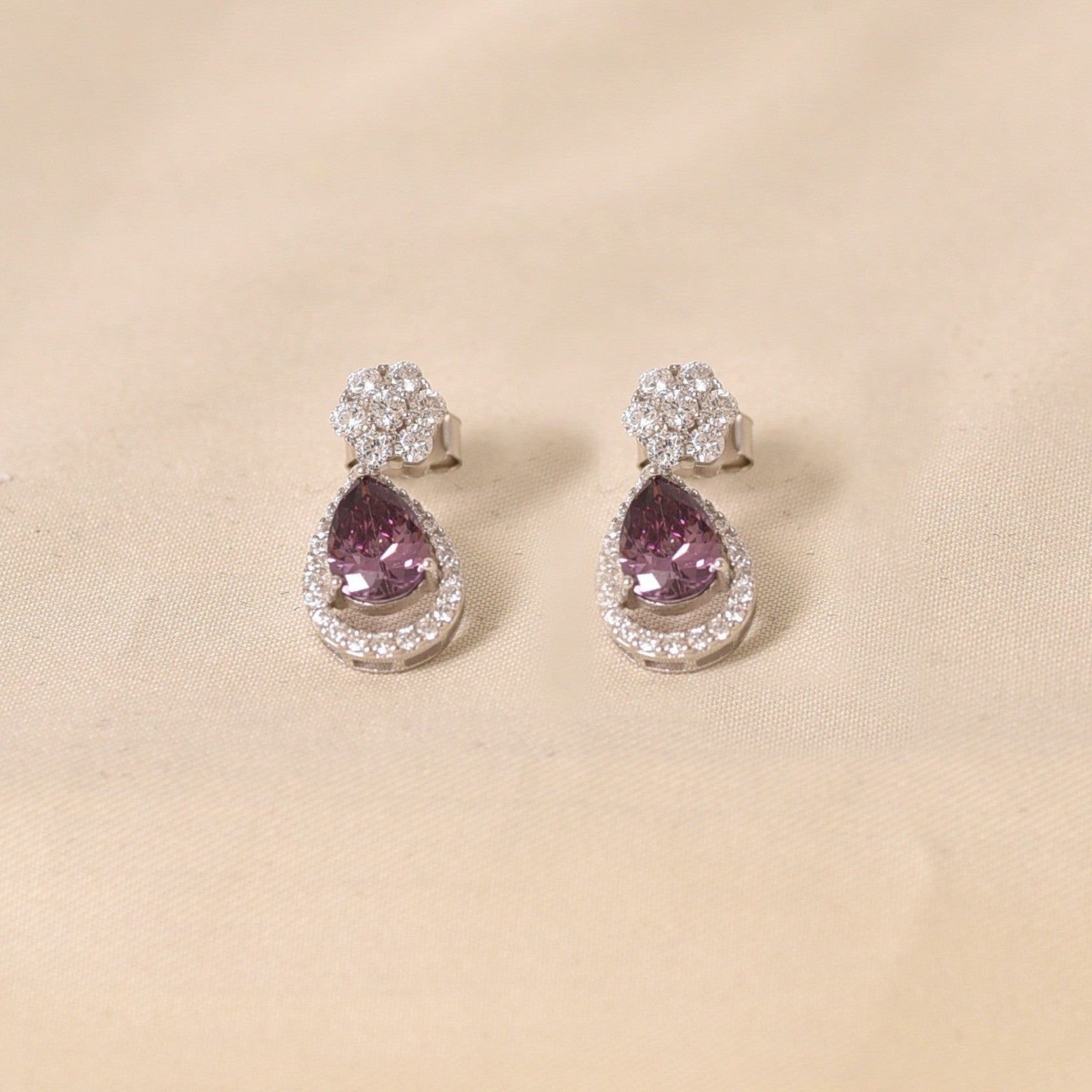 Macro Drop Earrings - Purple